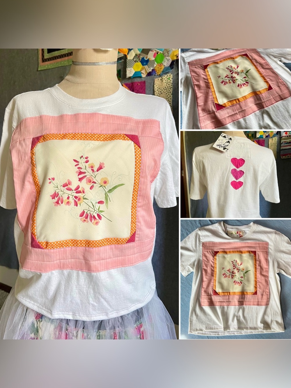 Quilty Tee - Botanical Pink Flowers